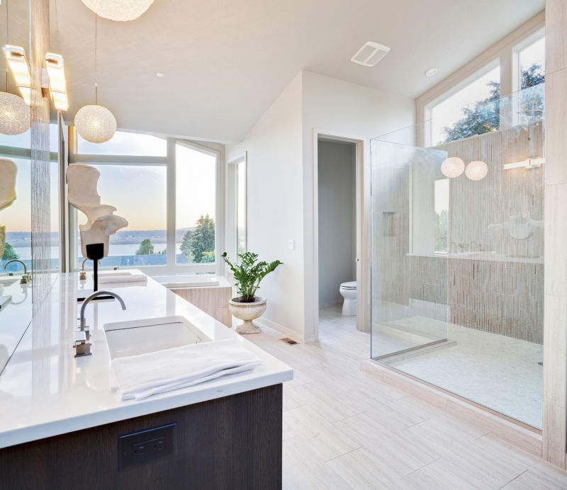 Modern Bathroom with Large Windows